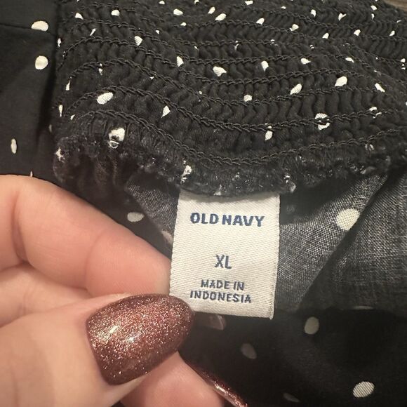 Old Navy Polka Dot Square Neck Cami Jumpsuit Romper Black White XL Summer Smock - Picture 7 of 13